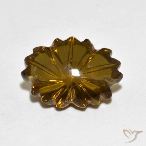 6.02ct 天然 ウォームブラウン スモーキークォーツ, フラワーカット, 透明