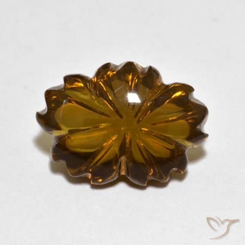 6.56ct 天然 ウォームブラウン スモーキークォーツ, フラワーカット, 透明