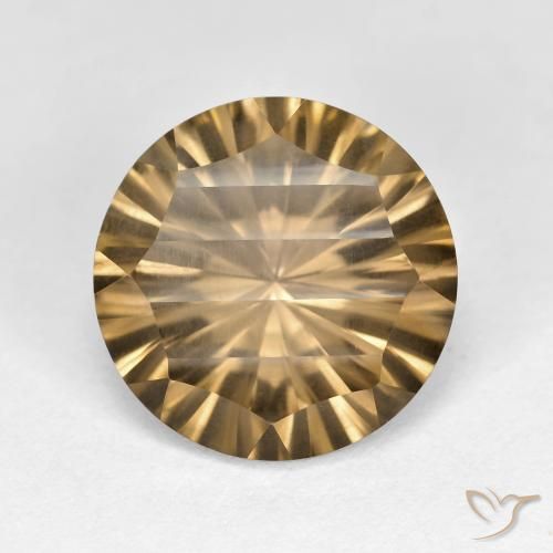 5.13ct 天然 薄いアーシーブラウン スモーキークォーツ, ラウンド, VS