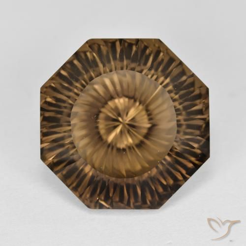 8.58ct 天然 ライトブラウン スモーキークォーツ, エメラルドカット, VVS-VS
