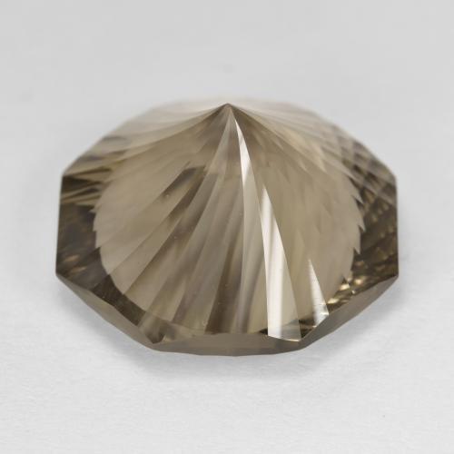 17.73カラットの天然モカブラウンスモーキークォーツ（18.1×18 mm・エメラルドカット）