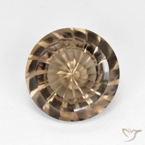 5.41ct 天然 薄いモカ スモーキークォーツ, ラウンド, VVS