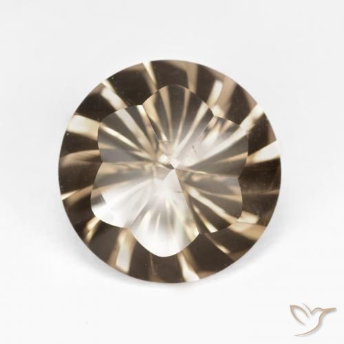 5.06ct 天然 ミディアム薄いブラウン スモーキークォーツ, ラウンド, VVS