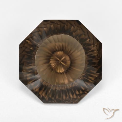 7.48ct 天然 ヒッコリーブラウン スモーキークォーツ, エメラルドカット, VVS