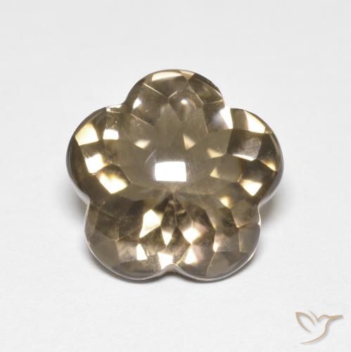4.99ct 天然 ウォームブラウン スモーキークォーツ, フラワーカット, 透明