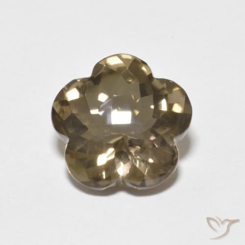 4.38ct 天然 薄いトルティーヤブラウン スモーキークォーツ, フラワーカット, 透明