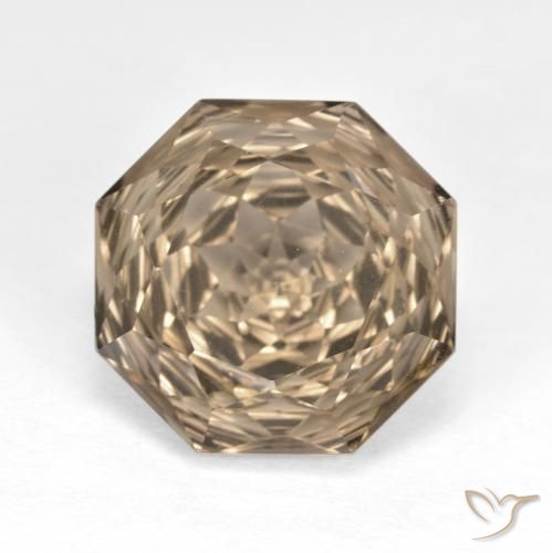 6.43ct 天然 ウッドブラウン スモーキークォーツ, エメラルドカット, VVS