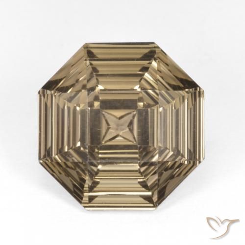 5.52ct 天然 モカブラウン スモーキークォーツ, エメラルドカット, VVS