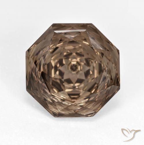 7.14ct 天然 ヒッコリーブラウン スモーキークォーツ, エメラルドカット, VVS