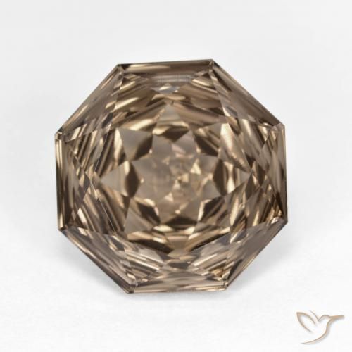 5.46ct 天然 ミディアムブラウン スモーキークォーツ, エメラルドカット, VVS