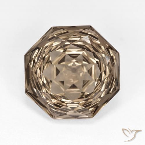 5.76ct 天然 ウォームブラウン スモーキークォーツ, エメラルドカット, VVS