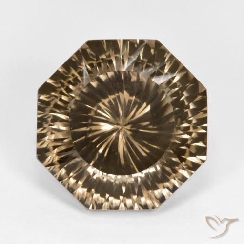 9.62ct 天然 ミディアム薄いブラウン スモーキークォーツ, エメラルドカット, VVS