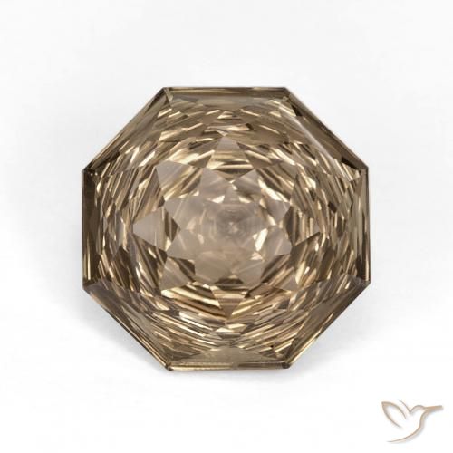 5.74ct 天然 薄いモカ スモーキークォーツ, エメラルドカット, VVS