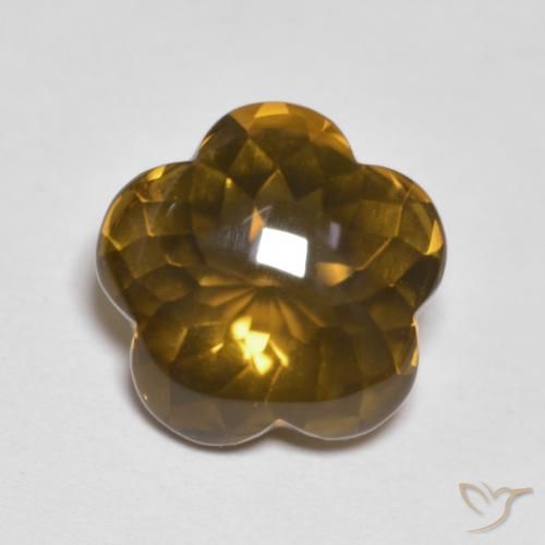 5.15ct 天然 キャラメルブラウン スモーキークォーツ, フラワーカット, 透明