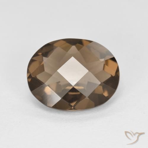 2.10ct 天然 ミディアムダークブラウン スモーキークォーツ, 楕円形, VVS