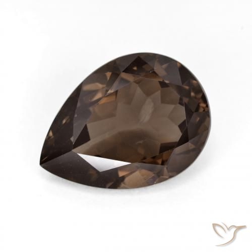 6.34ct 天然 ダークブラウン スモーキークォーツ, 洋梨の形, VS