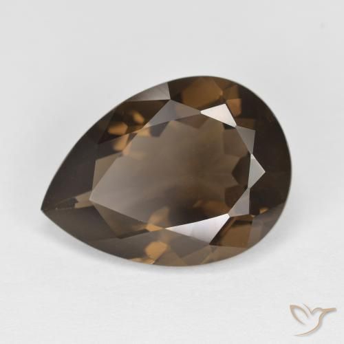 5.67ct 天然 ダークブラウン スモーキークォーツ, 洋梨の形, VVS