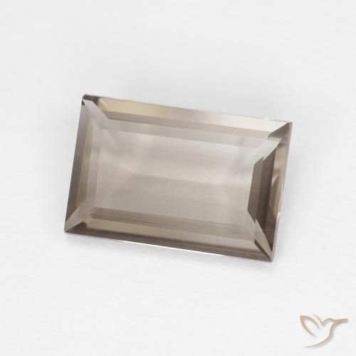 1.36ct 天然 薄いニュートラルブラウン スモーキークォーツ, バゲット, VVS