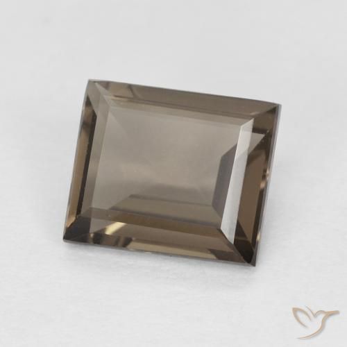 0.86カラットの天然Medium Dark-Brownスモーキークォーツ、バゲット、VVS