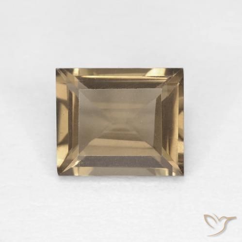 0.89ct 天然 薄いモカ スモーキークォーツ, バゲット, VVS