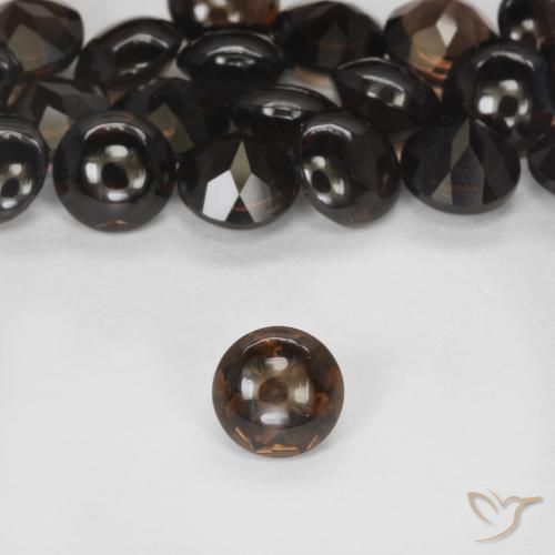 0.90ct 天然 ダークブラウン スモーキークォーツ, ラウンド, 透明