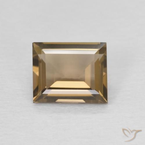 0.91ct 天然 薄いモカ スモーキークォーツ, バゲット, VVS