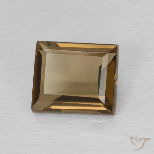 0.85カラットの天然Medium Dark-Brownスモーキークォーツ、バゲット、VVS