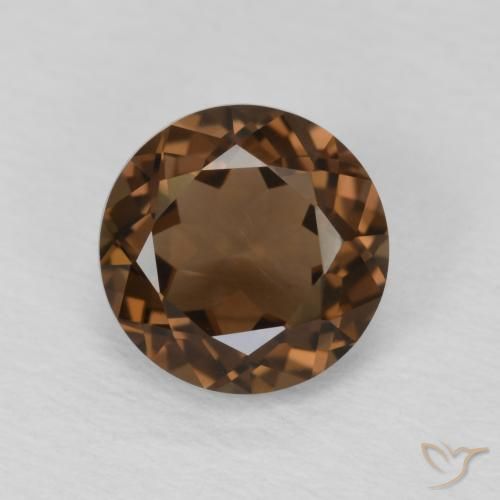 1.20ct 天然 ミディアムブラウン スモーキークォーツ, ラウンド, VVS