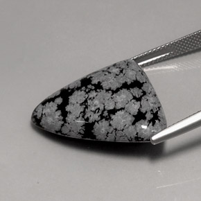 17.24カラットの天然スノーフレークスノーフレークオブシディアン（25.5×21.7 mm・トリリアント）