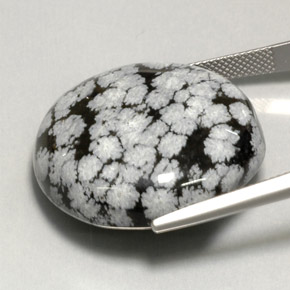 44.13カラットの天然スノーフレークスノーフレークオブシディアン、ラウンドカット、オペーク