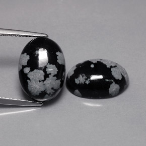 カラットの天然スノーフレークスノーフレークオブシディアン（13.9×10 mm・オーバルカット）
