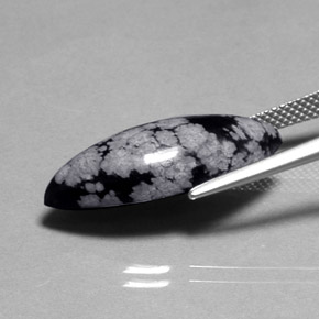 10.16カラットの天然スノーフレークスノーフレークオブシディアン（14.4×11.9 mm・マーキス）