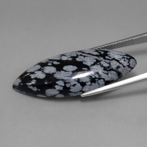 21.02カラットの天然グレーホワイト ブラックスノーフレークオブシディアン、マーキーズ、オペーク