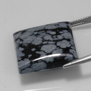 20.67カラットの天然グレー・ホワイト・ブラックスノーフレークオブシディアン（20×19.8 mm・四角）