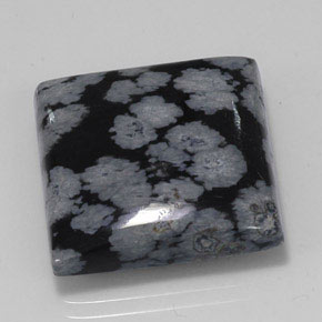 20.36カラットの天然グレー・ホワイト・ブラックスノーフレークオブシディアン（19.9×19.8 mm・四角）