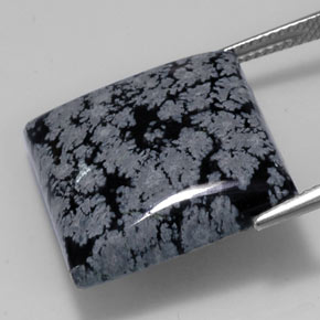 22.09カラットの天然グレー・ホワイト・ブラックスノーフレークオブシディアン（19.9×19.9 mm・四角）