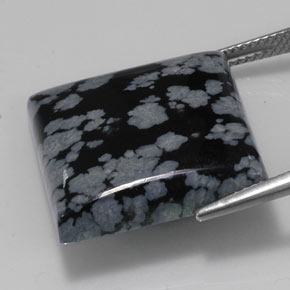 21.45カラットの天然グレー・ホワイト・ブラックスノーフレークオブシディアン（19.9×19.9 mm・四角）