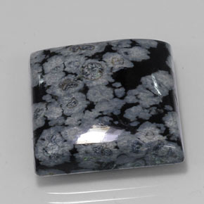 22.67カラットの天然グレー・ホワイト・ブラックスノーフレークオブシディアン（19.7×19.5 mm・四角）