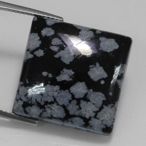 20.43カラットの天然ブラック＆ホワイトスノーフレークオブシディアン（20×19.8 mm・四角）