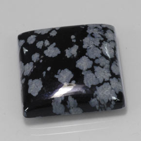 20.43カラットの天然ブラック＆ホワイトスノーフレークオブシディアン（20×19.8 mm・四角）