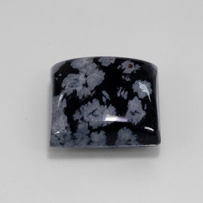 11.52カラットの天然ブラック＆ホワイトスノーフレークオブシディアン（14.9×14.9 mm・四角）