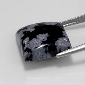 12.26カラットの天然スノーフレークスノーフレークオブシディアン（15.1×15.1 mm・四角）