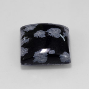11.46カラットの天然ブラック＆ホワイトスノーフレークオブシディアン（14.9×14.9 mm・四角）