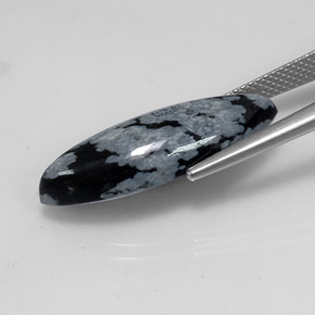 8.69カラットの天然スノーフレークスノーフレークオブシディアン（25.3×10.3 mm・マーキス）