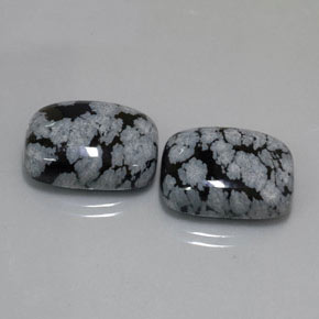 カラットの天然ブラック＆ホワイトスノーフレークオブシディアン（17.9×13.1 mm・クッションカット）