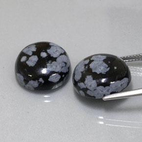 カラットの天然スノーフレークスノーフレークオブシディアン（14.92 mm・ラウンドカット）