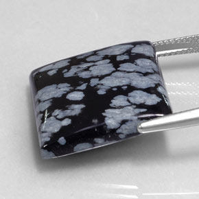 20.90カラットの天然グレー・ホワイト・ブラックスノーフレークオブシディアン（19.9×19.7 mm・四角）
