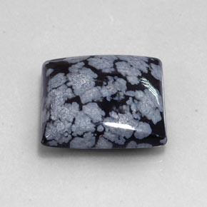 19.17カラットの天然グレー・ホワイト・ブラックスノーフレークオブシディアン（19.9×19.7 mm・四角）
