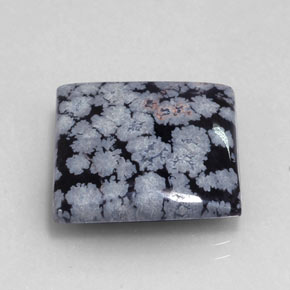 16.12カラットの天然グレー・ホワイト・ブラックスノーフレークオブシディアン（19.3×18.7 mm・四角）
