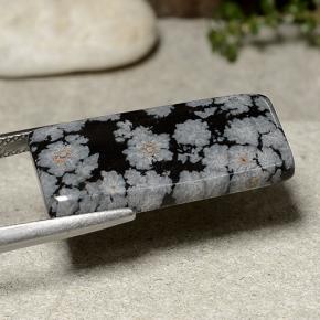 14.09カラットの天然スノーフレークスノーフレークオブシディアン、バゲット、オペーク